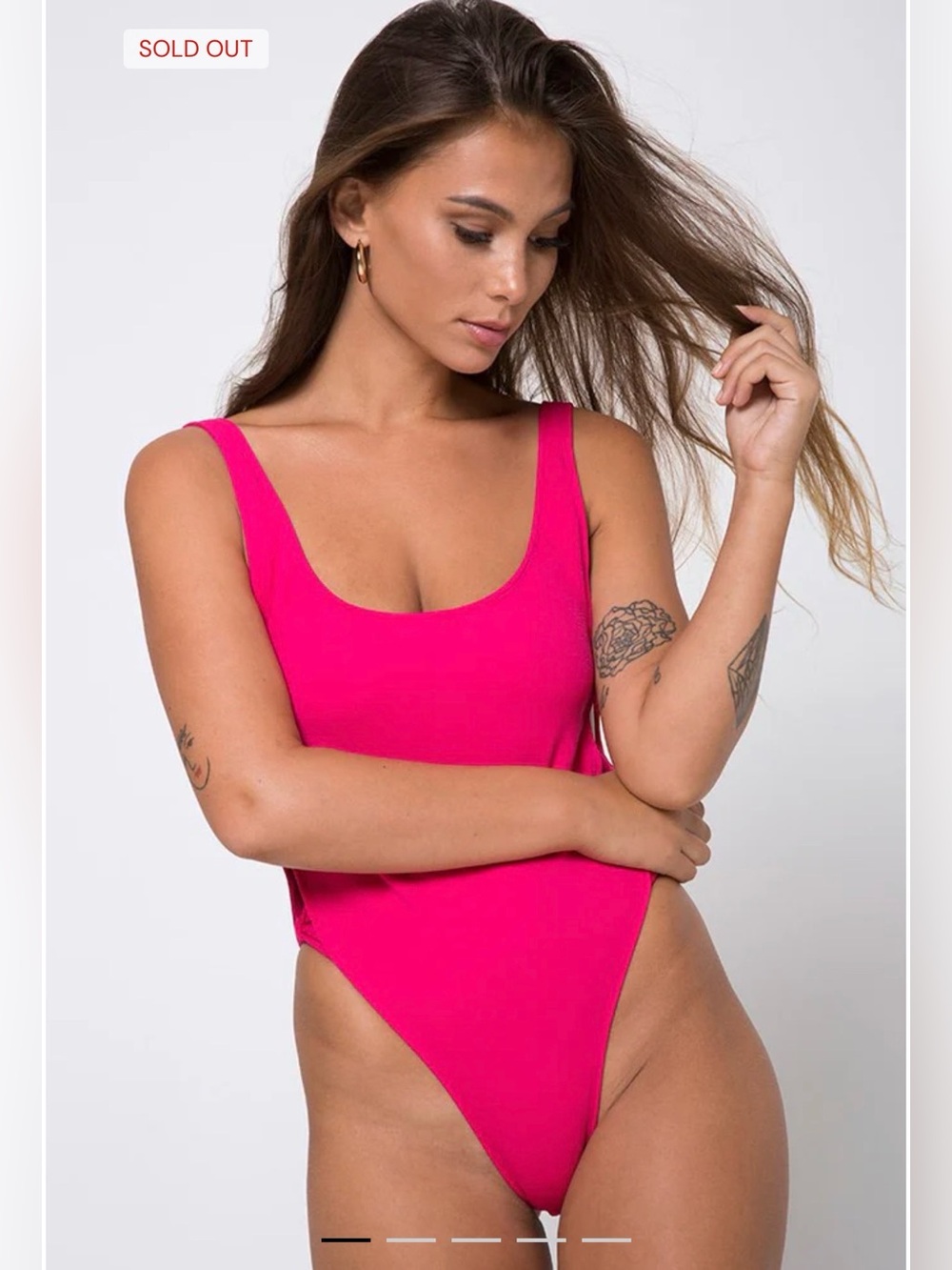 Motel Rocks Hot Pink Scoop One-Piece
Hoalo Swimsuit In Mini Rib Fushcia Small